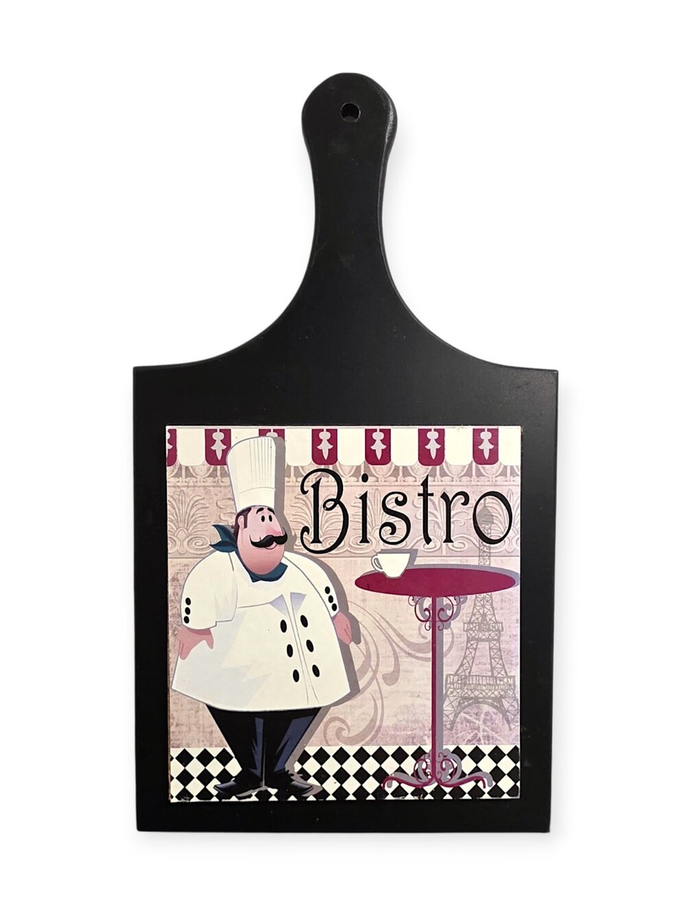 Vintage Jennifer Garant "Bistro" Fat Chef Kitchen Wall Plaque Wood Decor